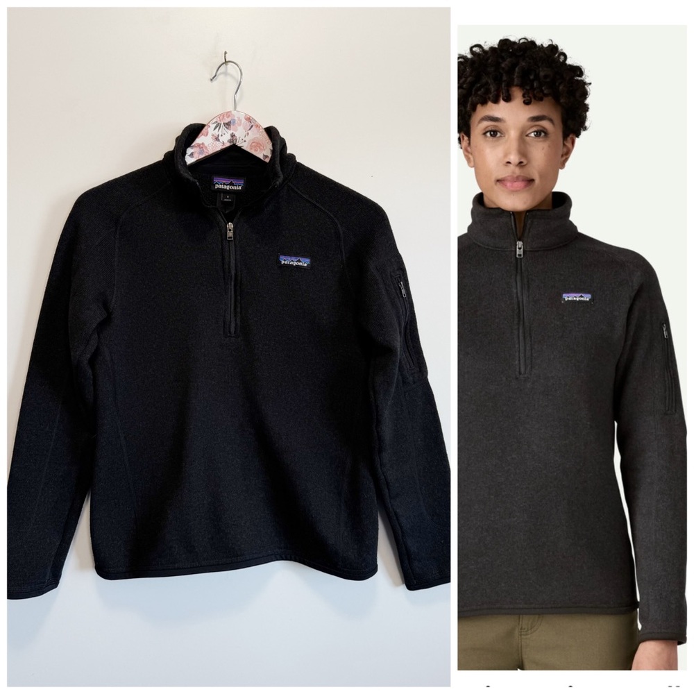 PATAGONIA Women’s Black Better Sweater 1/4 Zip Front Knit Small S